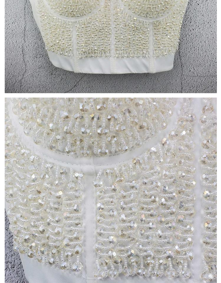 European & American Rivet Beaded Crop Top Corset Camisole