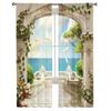 Cortinas transparentes com vista para o mar, cortina de voile para quarto, cortinas transparentes para janelas da sala de estar, cortinas de tule para cozinha