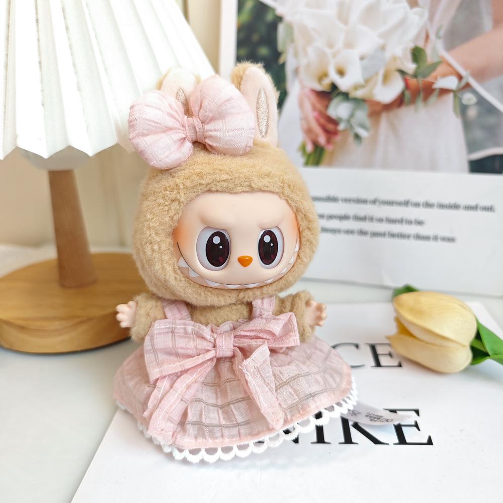 Labubu Doll Vinyl Face Pendant with Sundress & Straw Hat in Macaron Blind Box – First & Second Generation