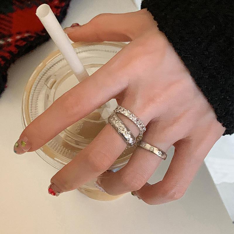 Copper Geometric Zircon Open Ring Womens Stylish Accessory For Office Wear