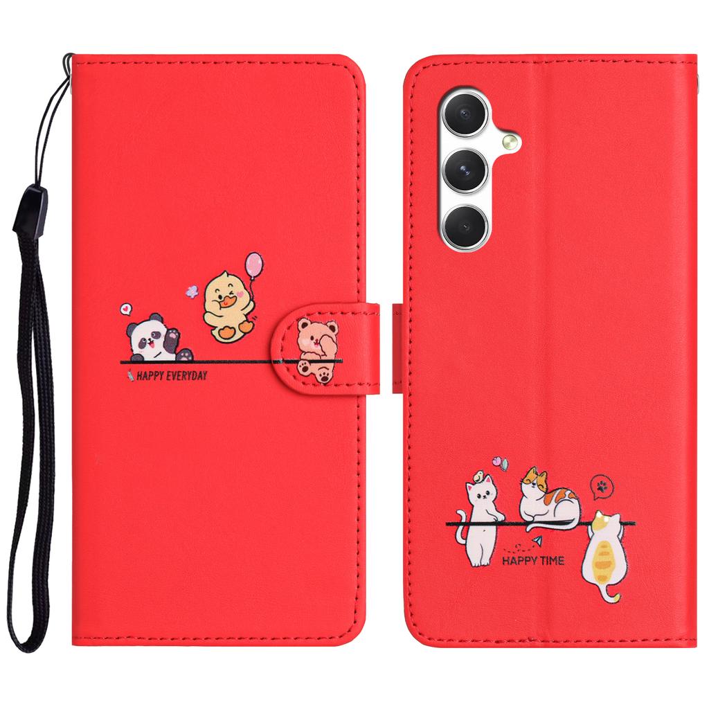 3D Tier Handyhülle für Funda Samsung Galaxy S24 Ultra S23 FE S22 S21 S20 Plus 5G A55 A15 Hüllen Leder Brieftasche Klapphülle Frauen