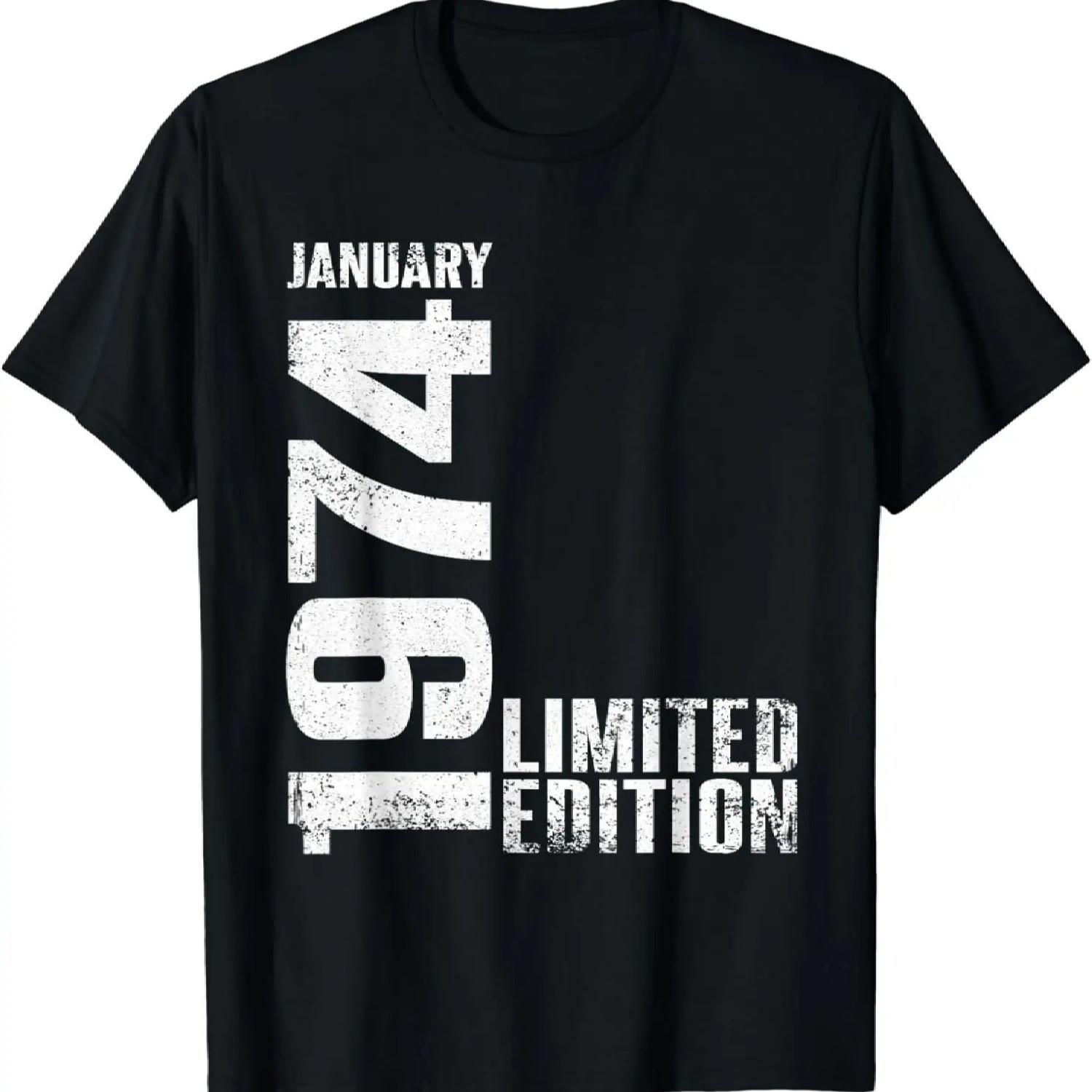 

50th Birthday Vintage 1974 January 50 Year Men Women T-Shirt,Leisure and comfortable XXXXXL чорний