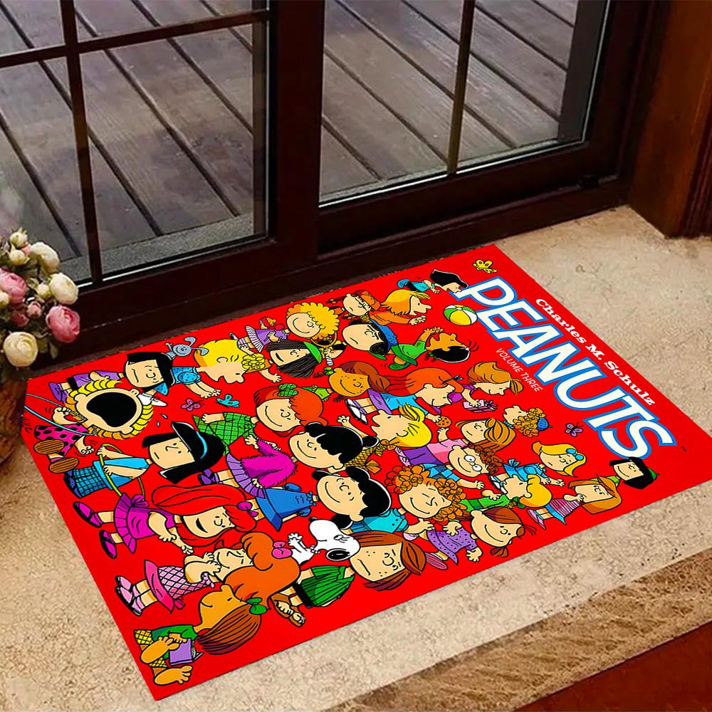 Snoopy's Peanuts Gang Themed Anti-Slip Rugs - Polyester Home Decor, Suitable for Bedrooms, Living Rooms, Doorways, Studios, and Decorations
