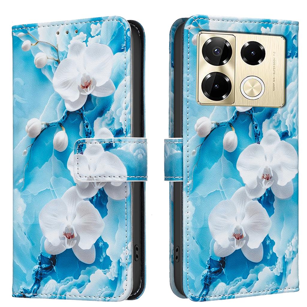 Lederhüllen Blume Schmetterling Bemaltes PU Schutzhülle mit Kartenhalter Magnetverschluss Ständer Für Infinix Note 40/Note 40 Pro