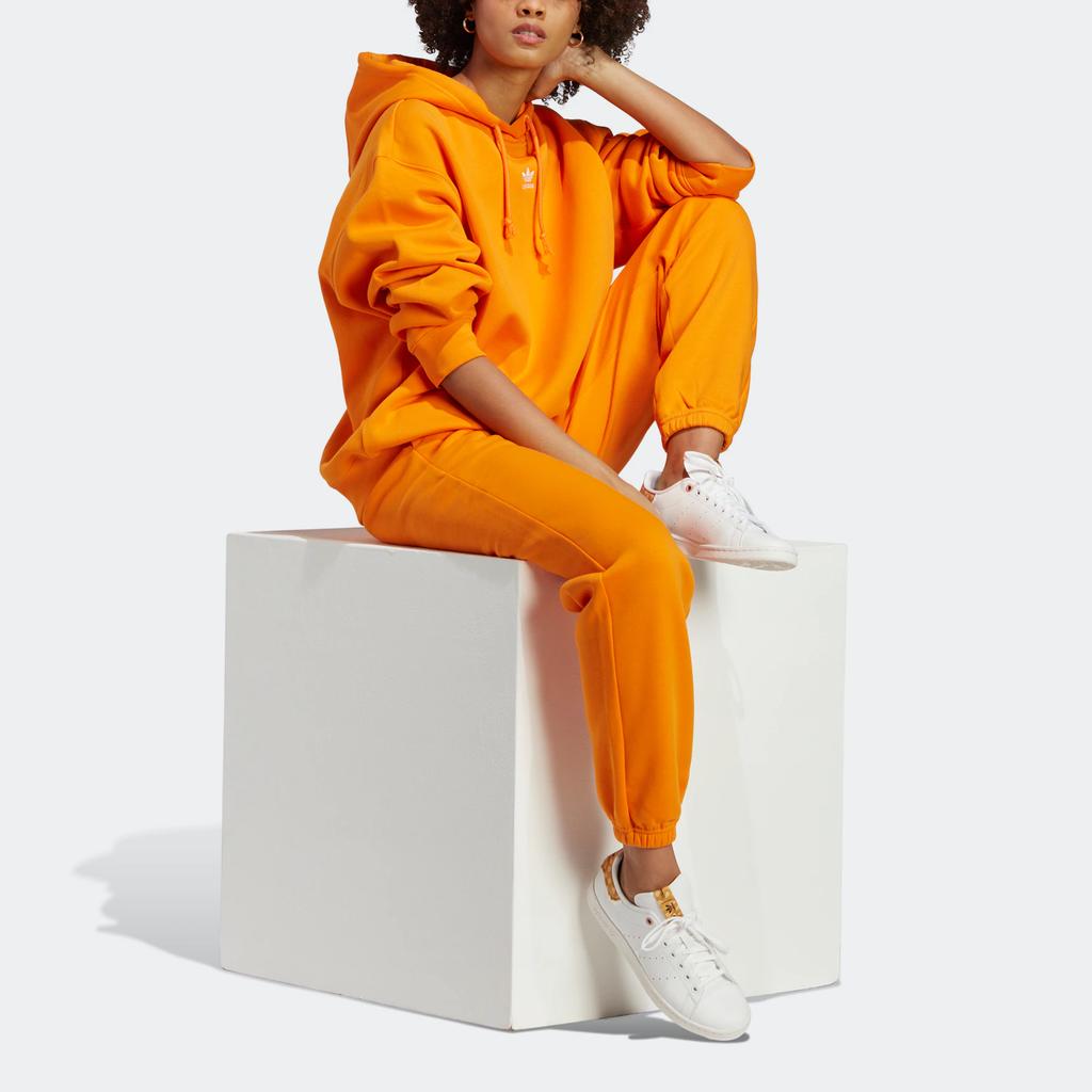 Adidas Originals Solid Logo Print Sports Long Sleeve Hoodie Women hoodies Orange IK7693