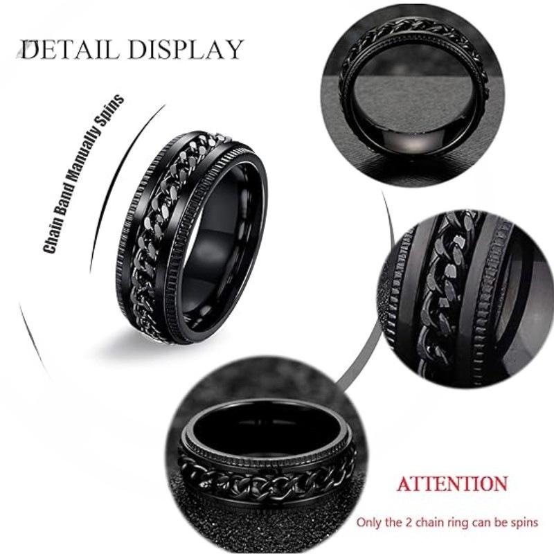 Titanium Steel Rotating Chain Ring Set for Men and Women - 9 Pieces (2024 Fashion)