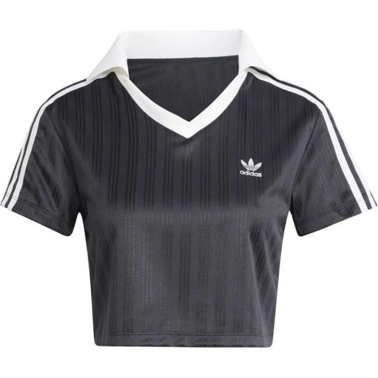 adidas Originals Adicolor Football Jacquard Crop Polo Black Women s JD2606 M