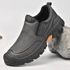 Men's Waterproof Slip On Faux Leather Hiking Shoes for Male Outdoor Non-Slip Walking Sneakers Casual Loafers Work Shoes Comfortable Short Boots