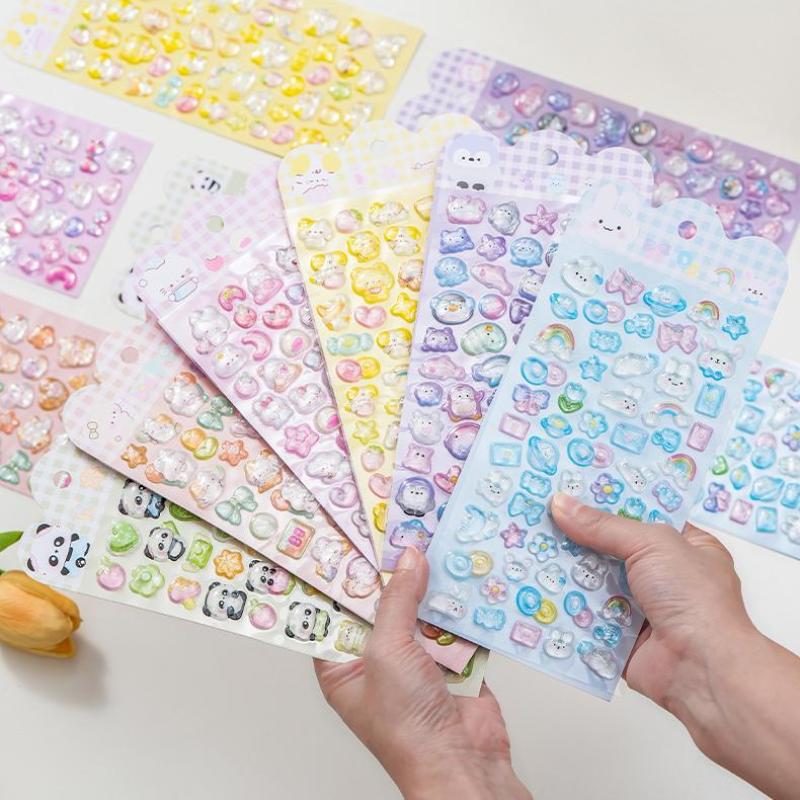 Cute Cartoon Animal 3D  Relief Stickers Fun Aesthetic Stickers Diy Phone Case Diary Stationery Sticker Reward Gift