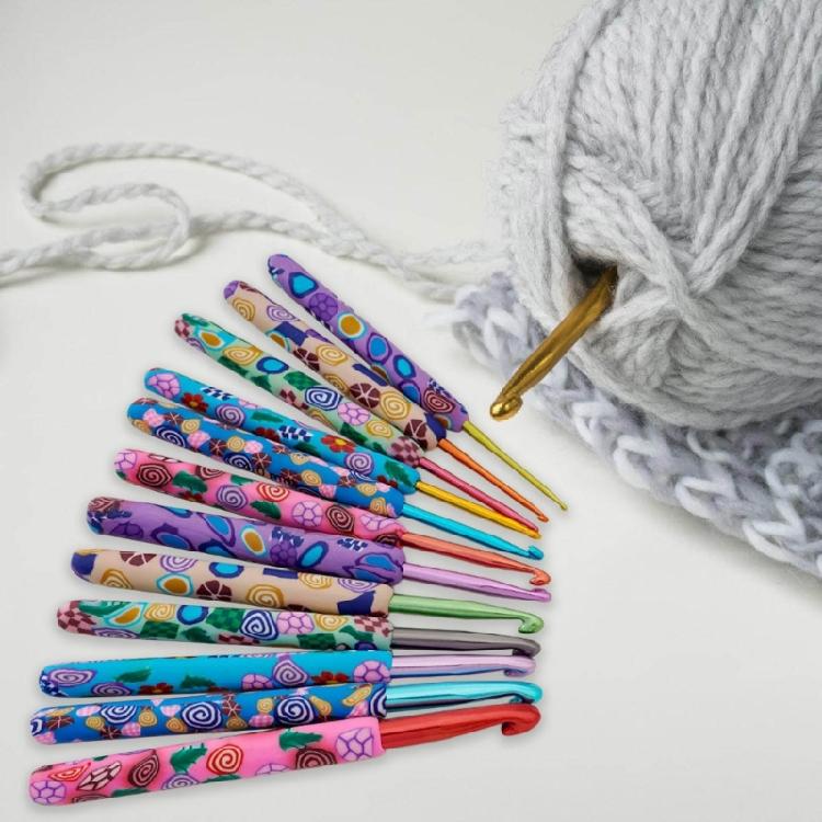 12 Stück 2,0mm-8,0mm Häkelnadel Set Bunte Stricknadel Ergonomische Häkelnadel Häkelzubehör