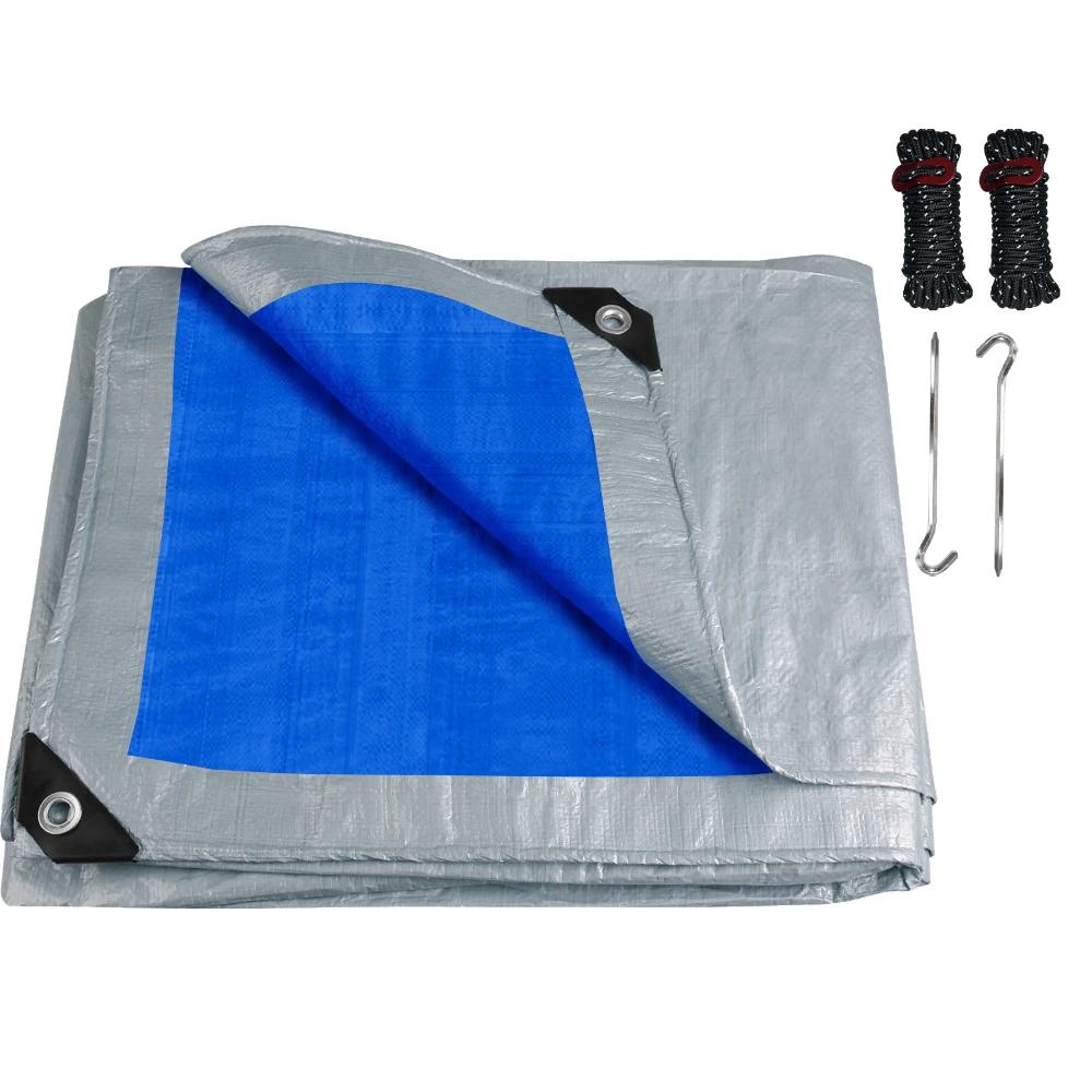 Heavy Duty Waterproof Tarpaulin Large Multipurpose Cover UV Resistant Thick Poly Tarps for Outdoor Camping Tent Pool Rain Cover