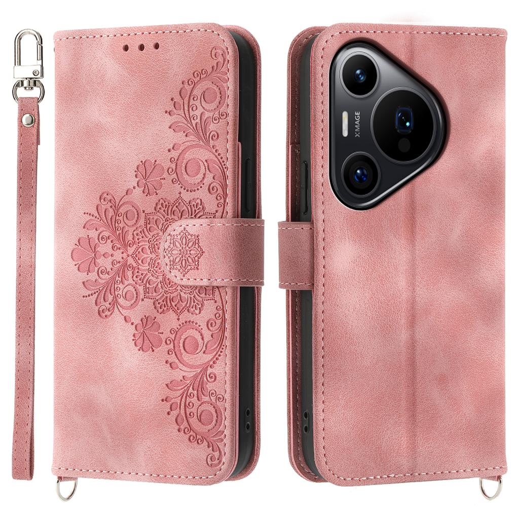For Huawei Pura 70 Pro/Pura 70 Pro+ Crossbody Case Flower Pattern Design PU Leather Flip Phone Cover