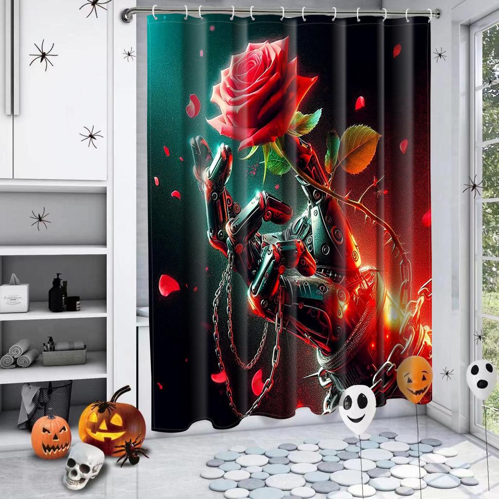 Halloween Bat Print Bathing Curtain Bathroom Shower Curtain With 12 Hooks Bathroom Home Decor And Accessories