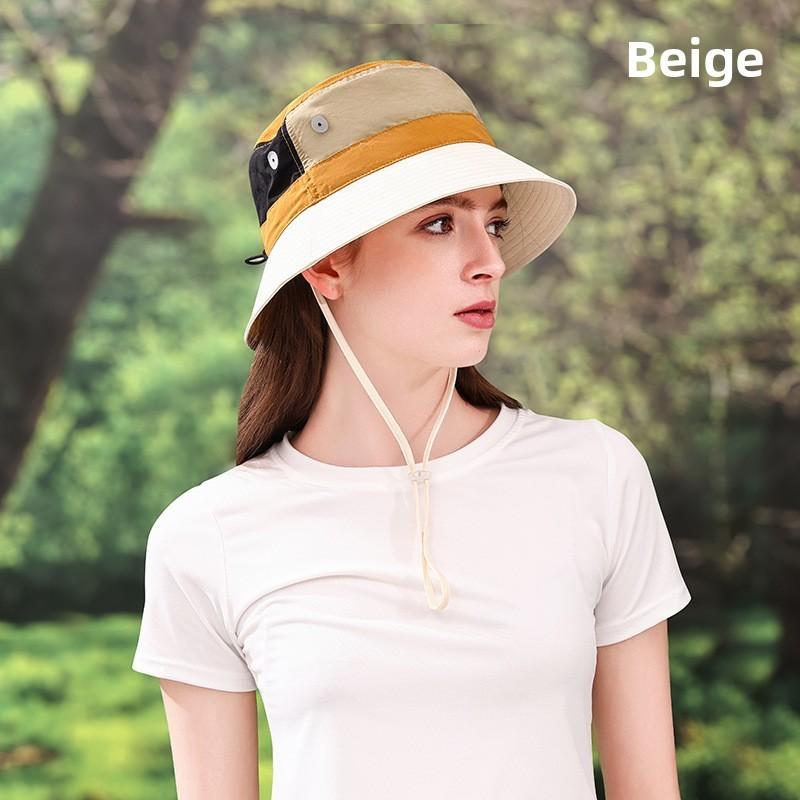 

Fisherman Color Block Cap Breathable Nylon Sun Protection Hat For Sports Outdoor Beige Hat
