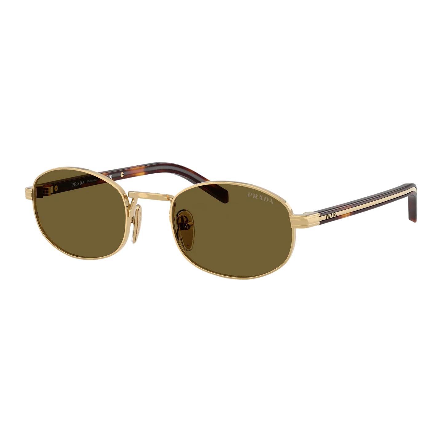 

Prada Logo Oval Sunglasses Women sunglasses Gold PRB53S5AK09Z Basic Packaging-Eyeglass Case+Box,52