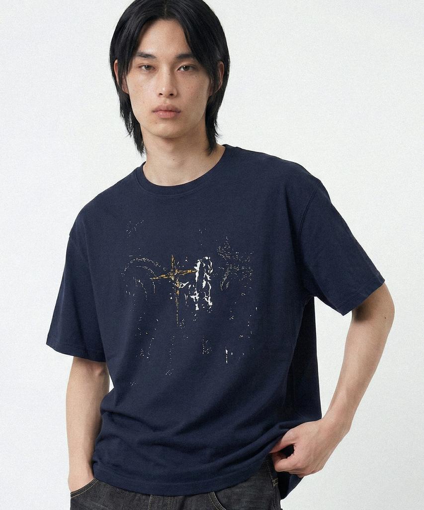Odeupeol Horse Crop T-Shirt(Navy)