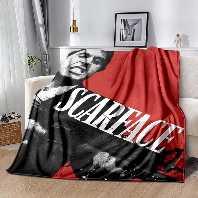 1pc Scarface-Inspired Home Decor: Cozy Flannel Blanket, Perfect Gift for Bedroom, Living Room, Travel, Camping, Car, Beach, Office Naps, Ideal Sofa Th