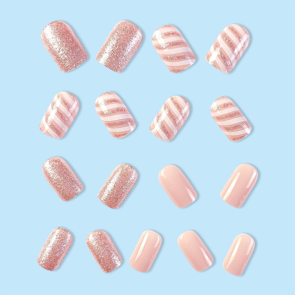 Square Head Christmas French Fake Nails Full Cover Nail Tips Detachable Press On Nails Girl