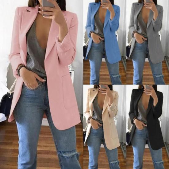 Blazer Lapel All-match Open Front Stylish Women Suit for Daily Life