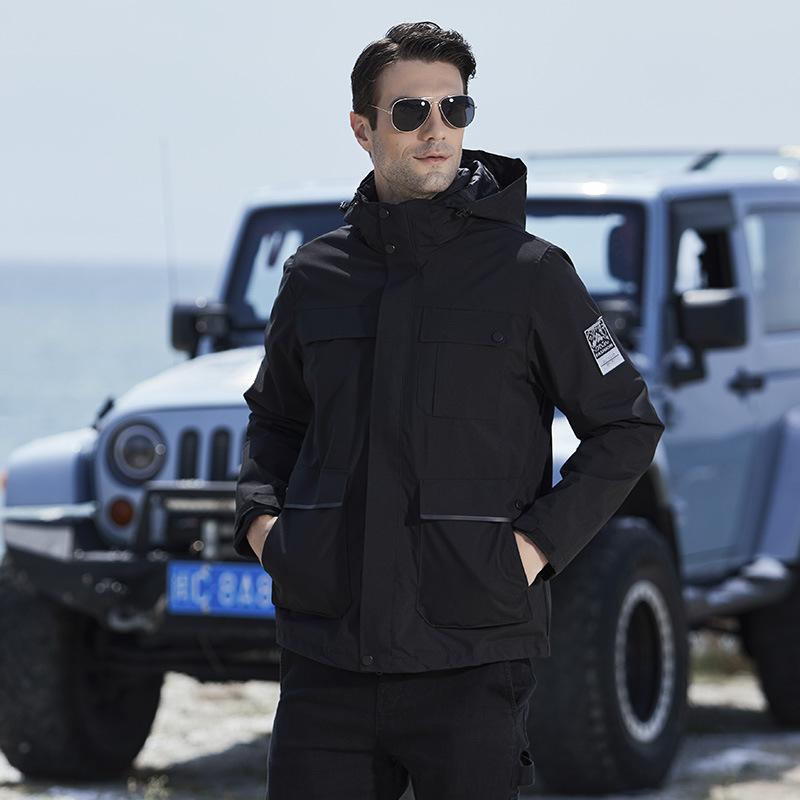 Women's Outdoor Three-in-one Detachable Autumn and Winter Pile Warm Mountaineering Clothing Windproof Breathable Coat for Men