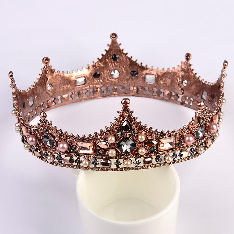

Vintage Baroque Queen Bridal Crown - European & American Wedding Hair Accessory