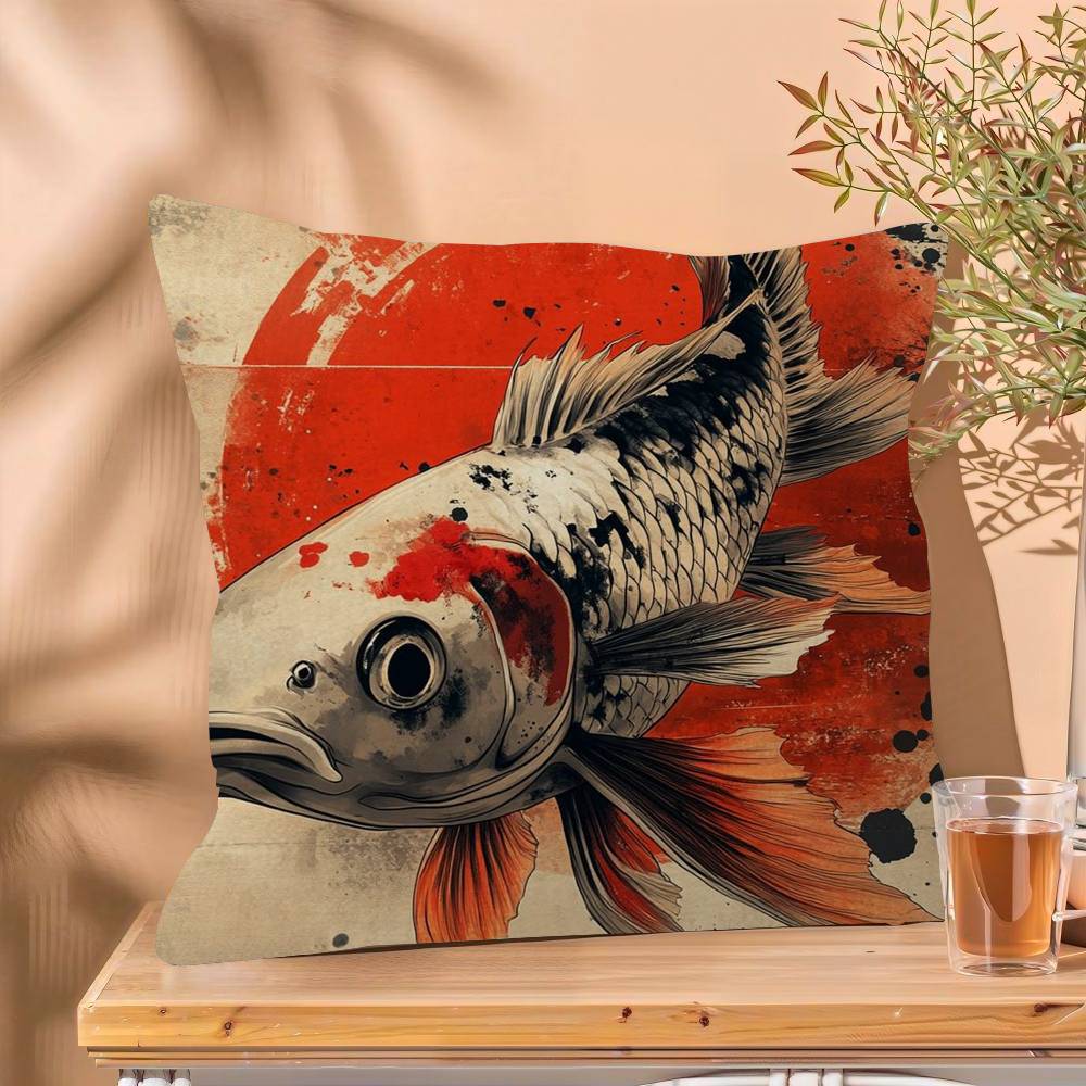 

Japanese Red Koi Fish pillow cover sofa cushion cover home room decoration children gift 30x30 cm