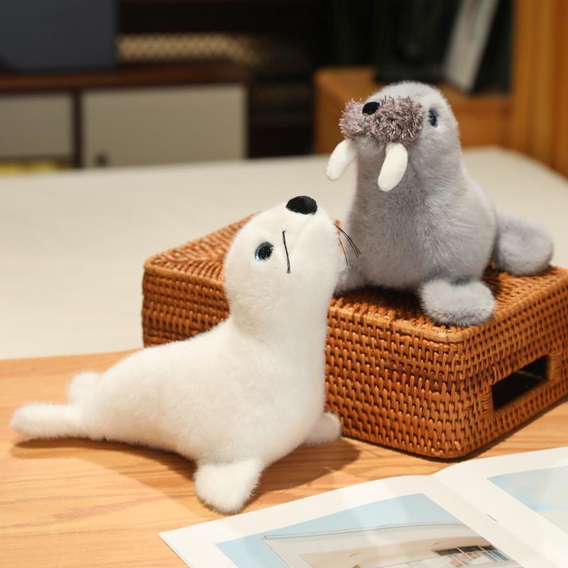 Simulation Sea lions Seals Dolphin Seahorse Plush Cartoon Reallife Sea Ocean Animal Marine Park Plush Toy Stuffed Doll Boy Gift