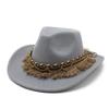 Vintage Ethnic Tassel Felt Hat Unisex British Woolen Hat