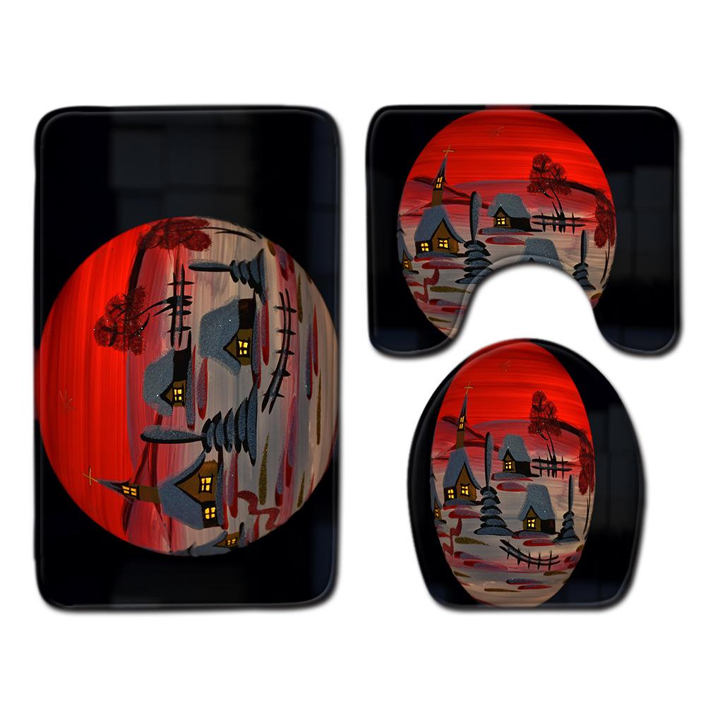 Christmas Bathroom Floor Mat Toilet Three-Piece Set