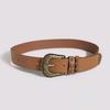 New Women's Retro Carved Western Buckle Double Ring Belt Fashionable and Versatile European and American Women's Belt