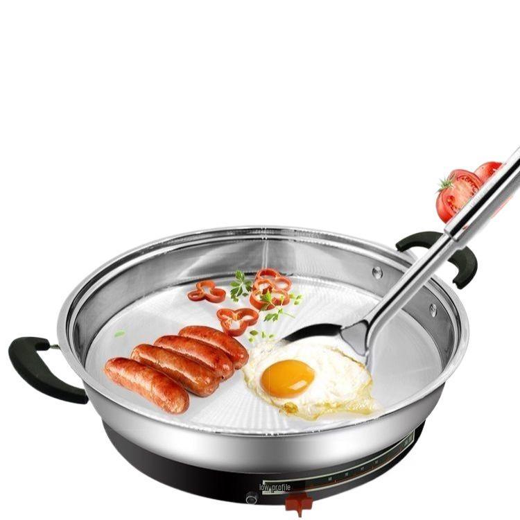 Extra Thick Stainless Steel Electric Non-Stick Frying Pan & Pancake Maker - Deep, Enlarged, Single-Sided, Flat Bottom, New Model for Home Use