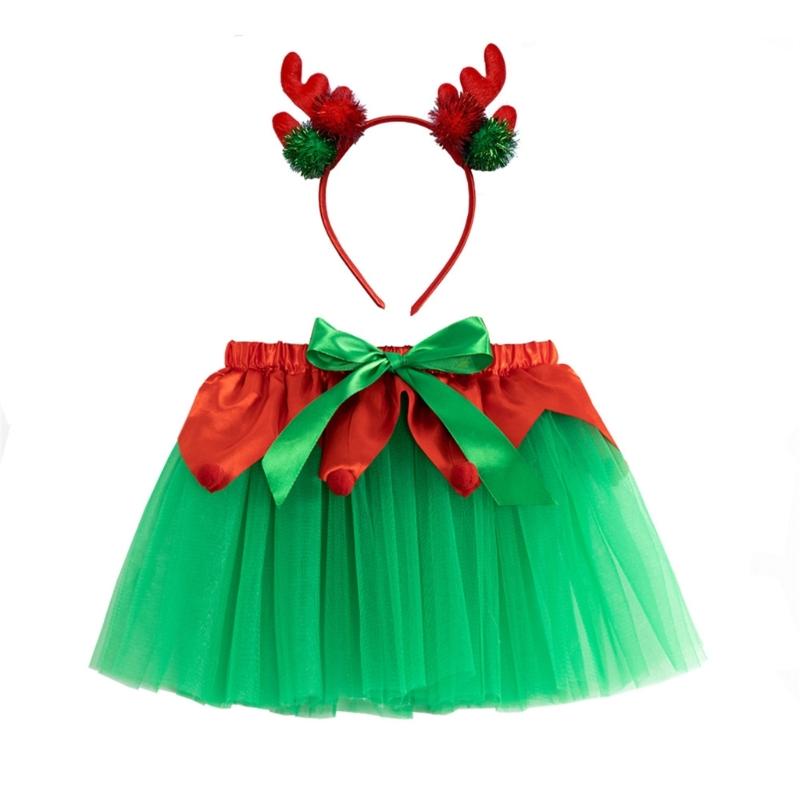 Weihnachtsprinzessin Outfits Tutu-Rock Weihnachtsbaum/Hirsch Geweih Weihnachts-Kostüm für Halloween Cosplay Kostüm