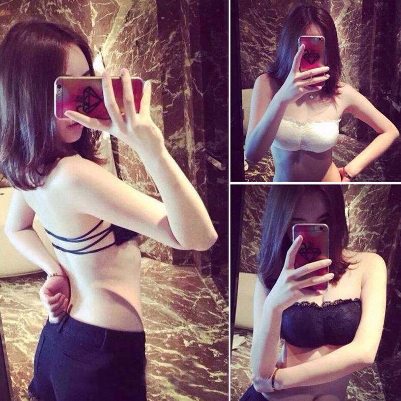 Women Strapless Bandeau Bras Sexy Cut Out  Tube Top Non-Padded Cross Back Lace Crop Bra Top