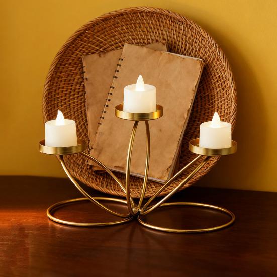 Cast Iron Candle Holder Decoration Home Office Living Room 3-Arm Candlestick