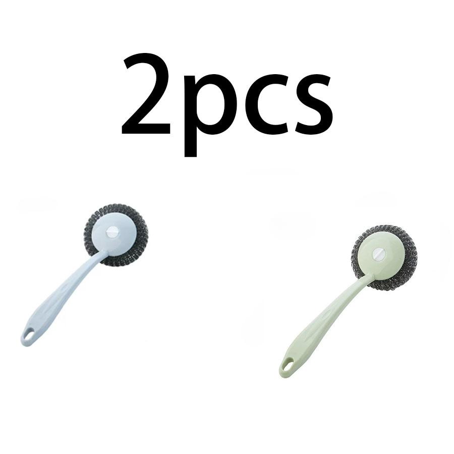 Steel wire brush kitchen can be hung pot brush long handle to oil cleaning brush with steel ball brush dishwasher