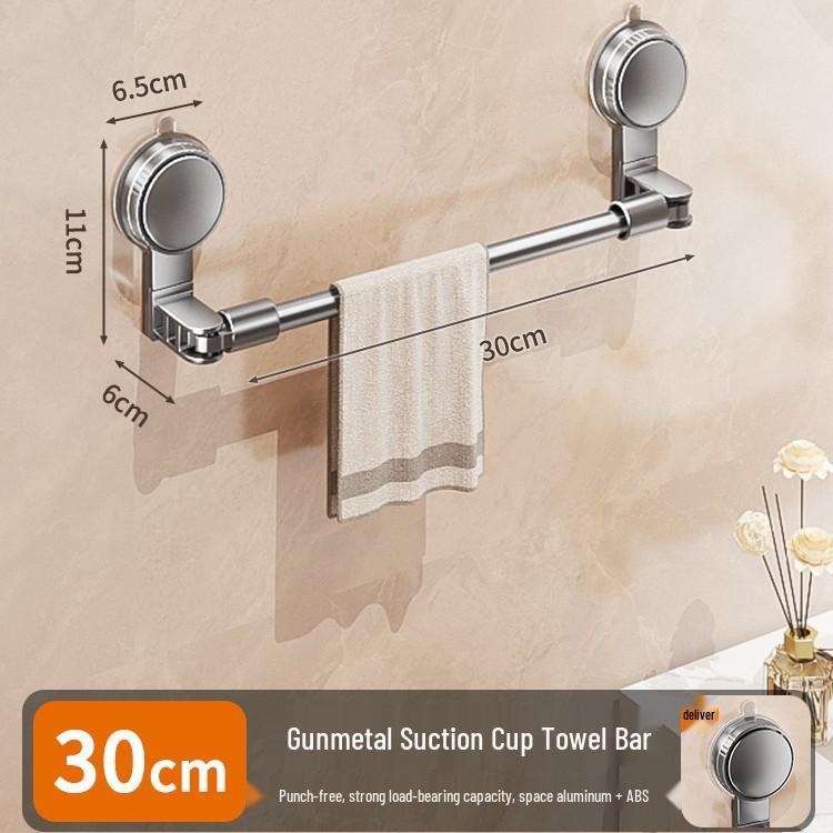 Teleskopischer Handtuchhalter mit Saugnäpfen ohne Bohren und Ablage für Badezimmer