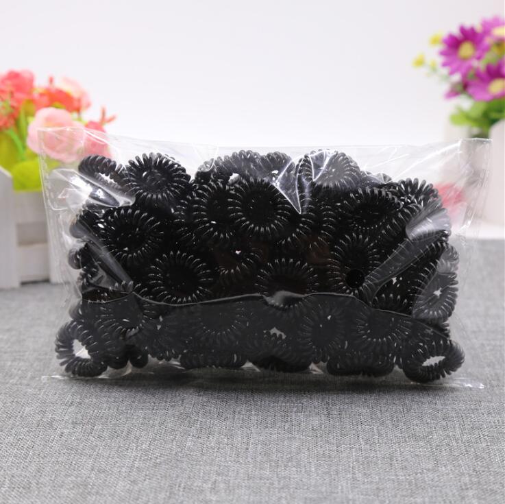 50 Pcs Small Telephone Wire Line Cord Transparent Colorful Headbands Rubber Bands Elastic Hair Bands Girl Scrunchy for Hair Ties