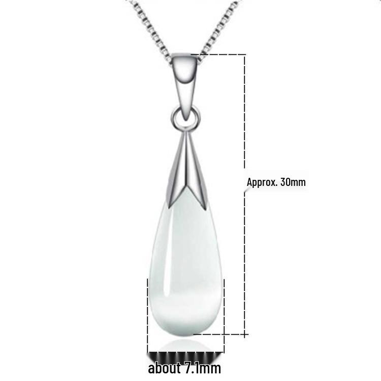 Korean Style S925 Sterling Silver Cat's Eye Water Drop Pendant Necklace for Women