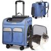 AIMOONSA Dog Carrier Bag - Backpack/Wheeled Bag with Telescopic Handle, Removable Mat, Blue