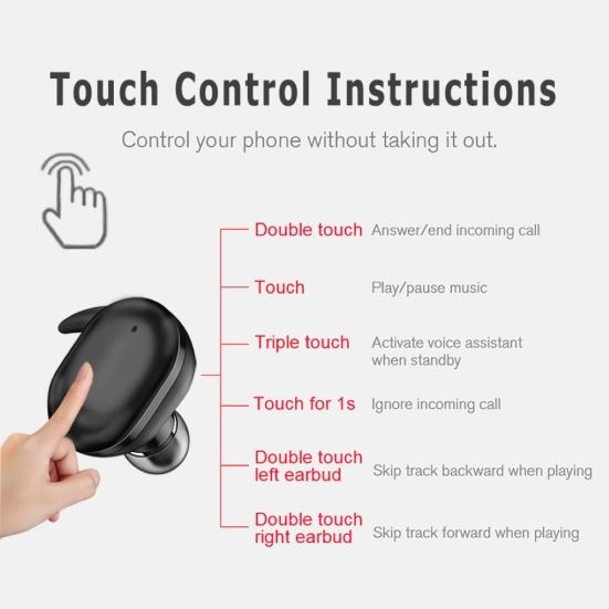 Wireless Earphones Poratable Smart Touch Rechargeable Bluetooth-compatible 5.0 In-ear Headset for Running