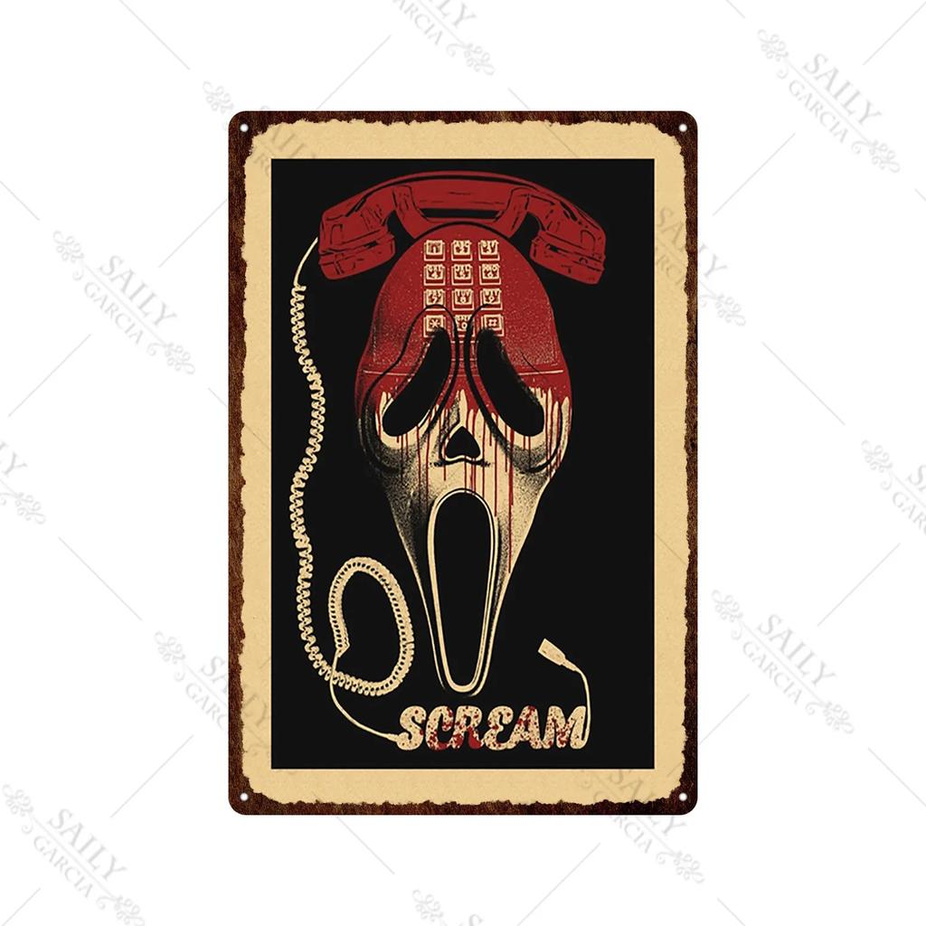 Scream Dead Horror Film Metal Tin Sign Posters Movies American Wall Art Metal Plates Man Cave Pub Bar Sign Metal Decor Plaques