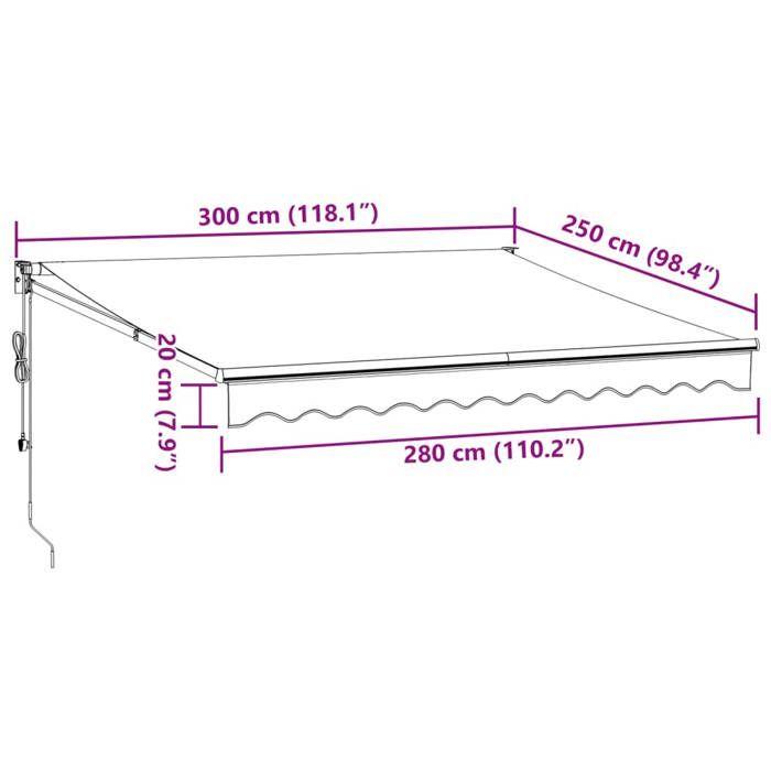 VidaXL Auvent rétractable automatique marron 300x250 cm, auvent, auvent de porte, auvent de jardin, store, auvent de 3215713