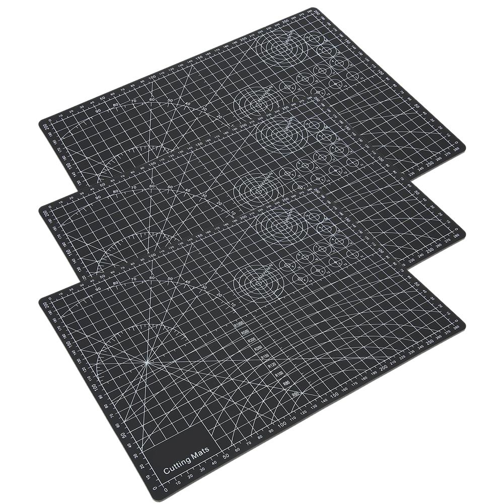3Pcs Cutting Mat A4 Black Model Cut Pad Paper Rubber Stamp Engraving Scale Board