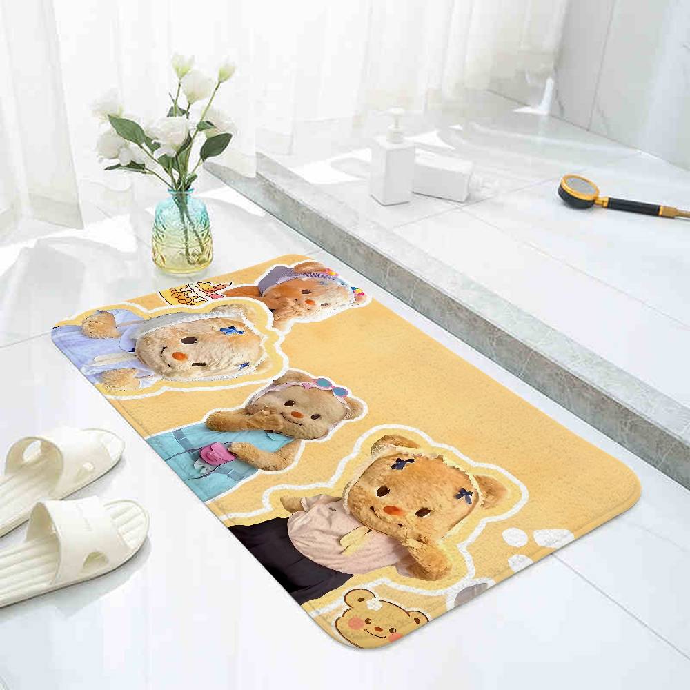 Cute B-Butterbear Floor Mat Pattern Printed Flannel Door Mat, Suitable For Bathroom, Living Room, Home Decoration