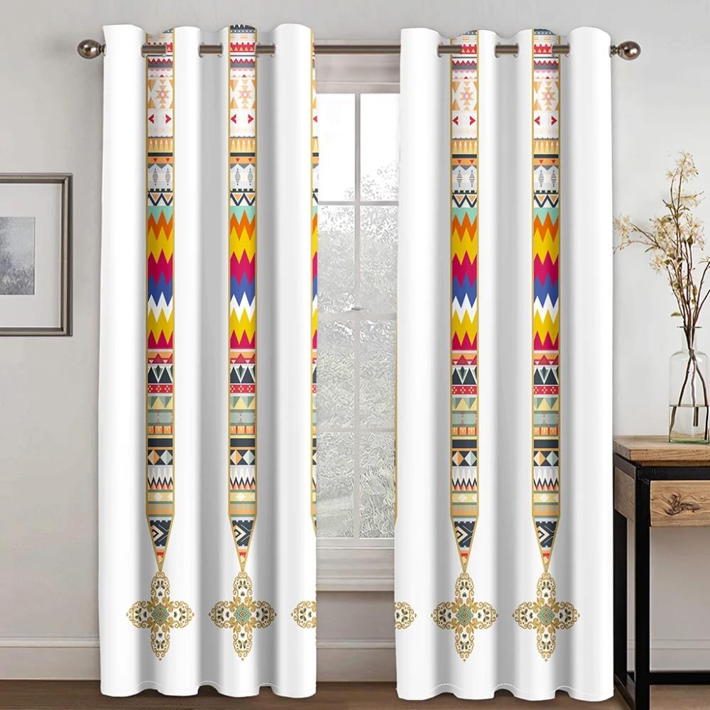 Modern Baroque Boho Saba Erhiopia Free Shipping Window Curtain For Living Room Kids Bedroom Bathroom Kicthen Door Home Decor2Pcs