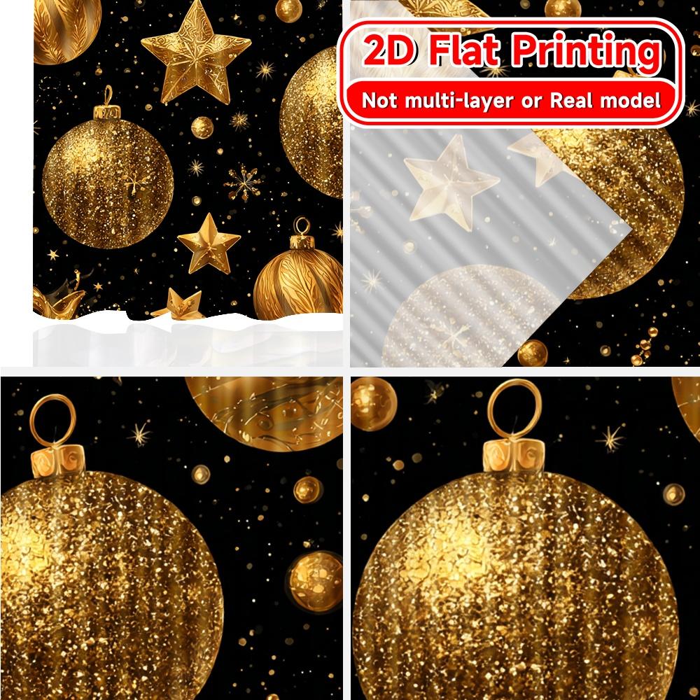 Set Of 2 Flat Printing Golden Festivities Popular Creative Curtains Durable Polyester Fabric Decorations Perfect Made