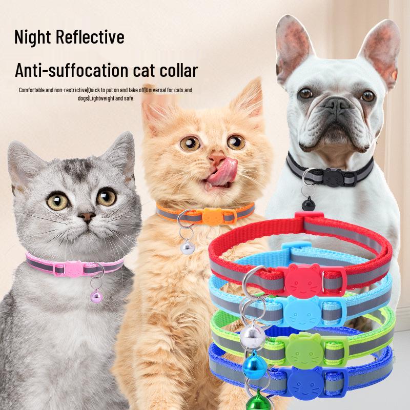 Reflektierendes Katzenhalsband mit Sicherheits-Aufreißverschluss und Glöckchen