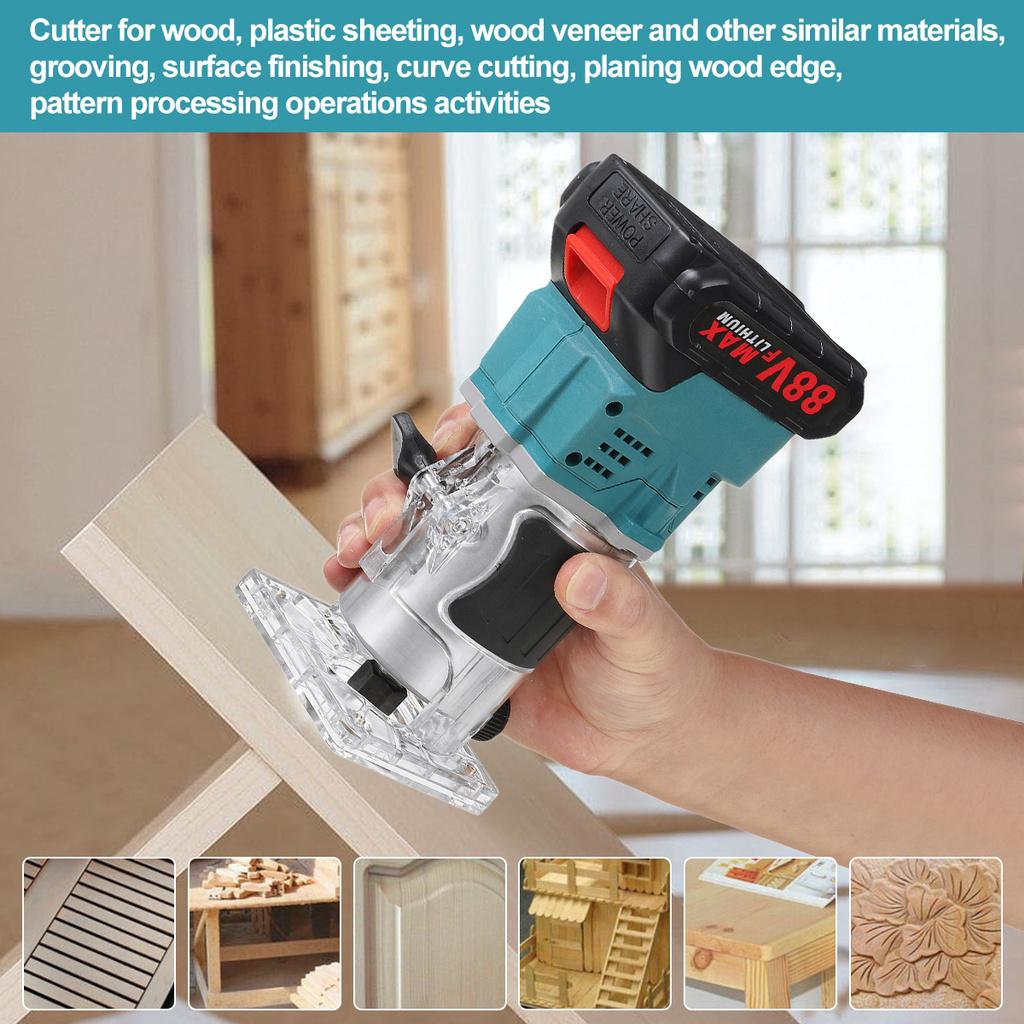 1800W Cordless Trimmer Electric Woodworking Engraving Slotting Trimming Carving Machine 35000RPM Router for Battery 220 -240V