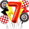 9Pcs Lightning Party Balloon Decoration Wheel Tire Foil Balloon Race Car Motorcycle Helmet Balloon Racing Car Birthday Decor