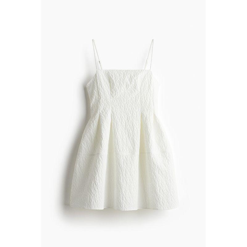 

HM Women s Vest Camisole Dress 2025 Summer New Arrival Minimalist Texture Jacquard Woven Skirt 1295087 White 170/104